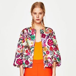 Zara colorful floral bomber jacket